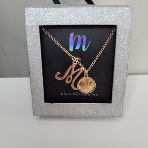 Gold-Tone Necklace with Initial ( M )